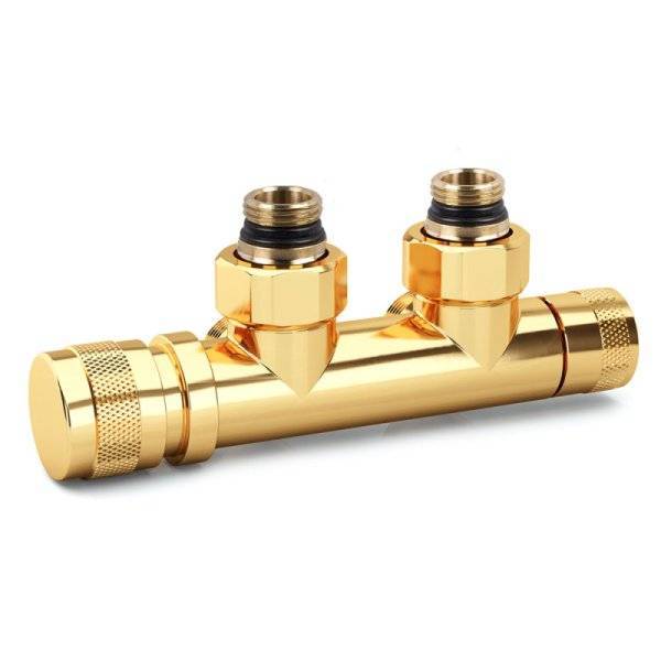 Узел угловой SR Rubinetterie для нижнего подключения 1/2"x3/4", цвет золото
